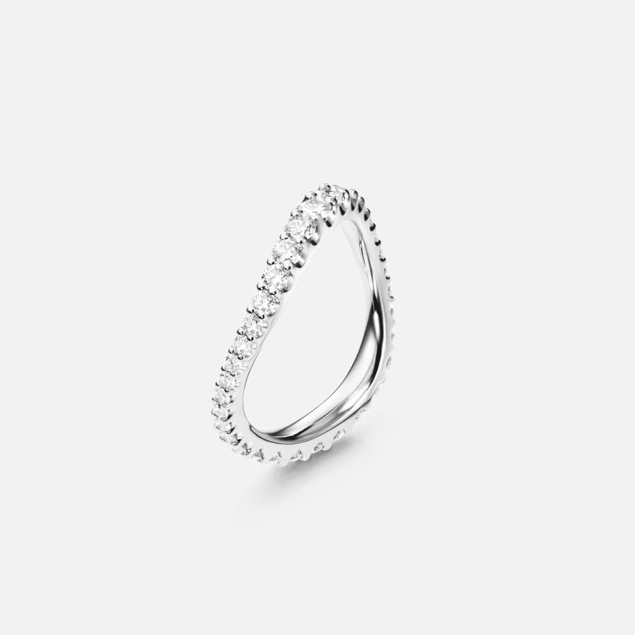 Bague Love Bands courbée large en or blanc 18 carats et diamants | Ole Lynggaard Copenhagen