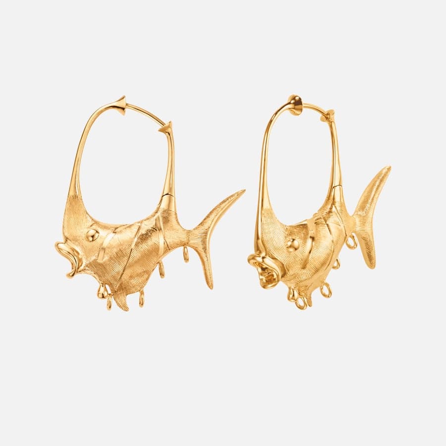 Grandes boucles d’oreille Young Fish en or jaune 18 carats | OLE LYNGGAARD COPENHAGEN