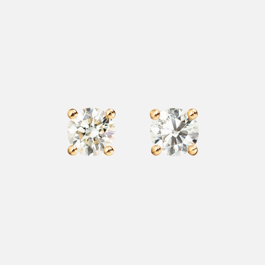 Solitaire Stud Earrings in Yellow Gold with Brilliant Cut Diamonds | Ole Lynggaard 