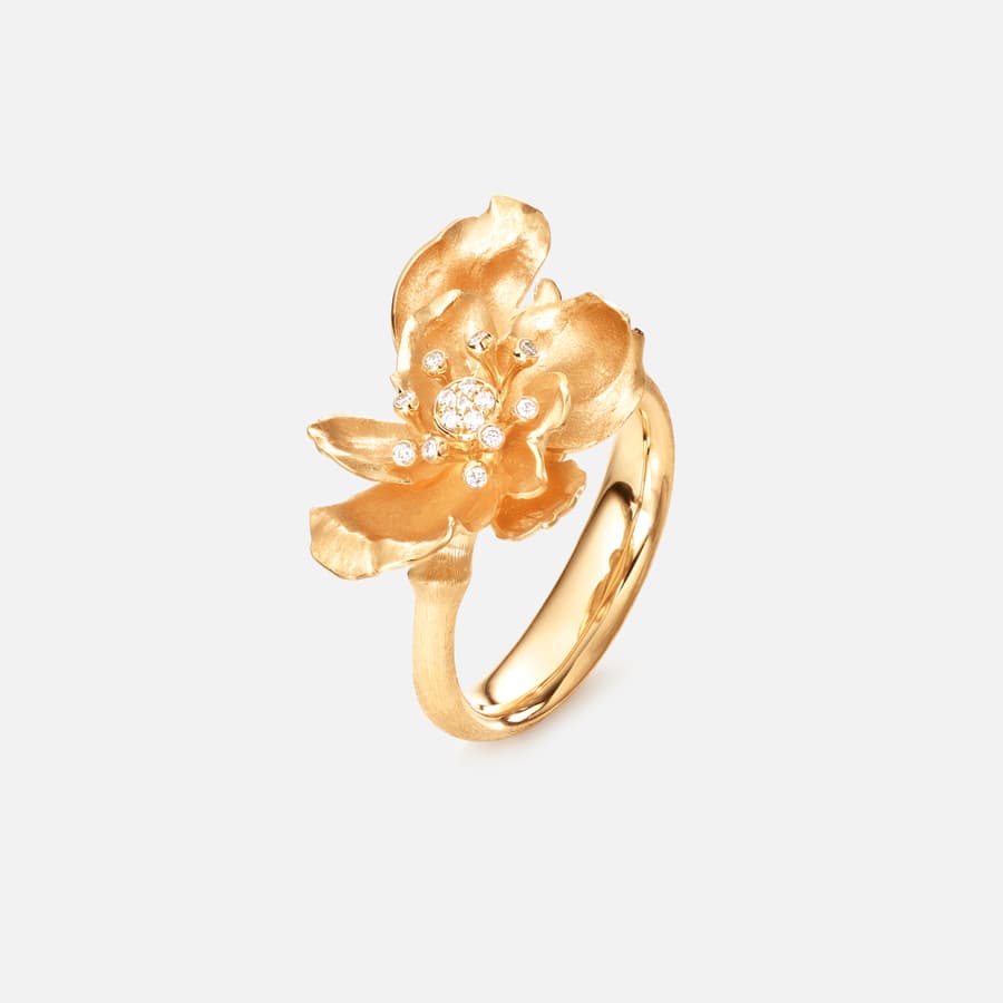 Bague Wild Rose en or jaune et diamants | Ole Lynggaard