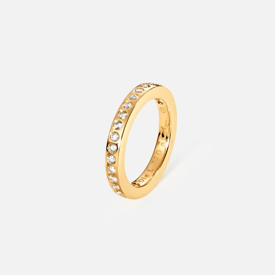 Forever Love Alliance Ring in Polished Yellow Gold with Diamonds  |  Ole Lynggaard