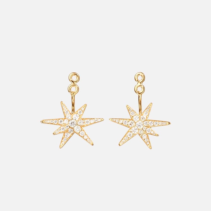 Funky Stars earring pendants in yellow gold with brilliant-cut diamonds | Ole Lynggaard