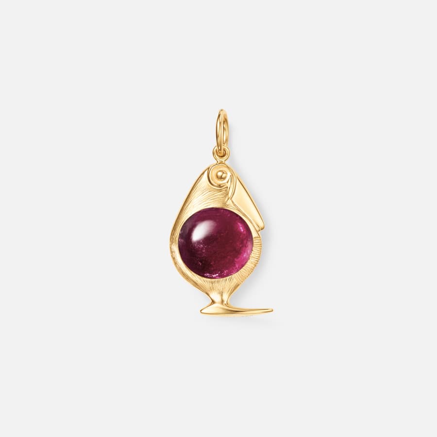Bird Family pendant in 18 karat yellow gold and cerise tourmaline | Ole Lynggaard