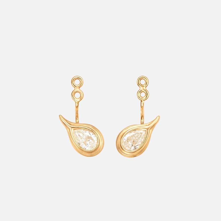 Pendentifs de boucle d'oreille solitaires Ocean Drop en or jaune 18 carats avec diamants | Ole Lynggaard