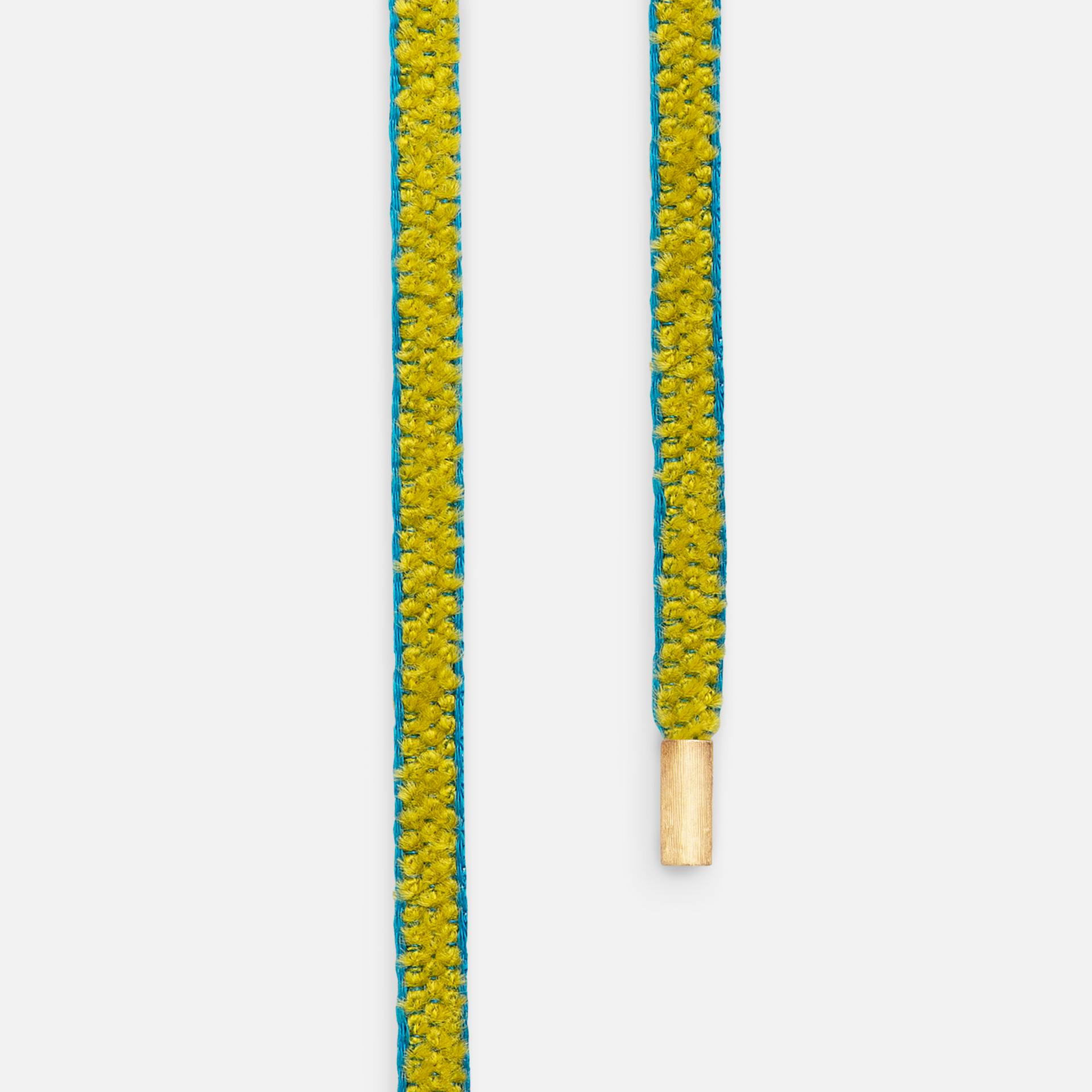 Necklace string Chenille Mokuba string olive/turquoise with end pieces in 18k gold