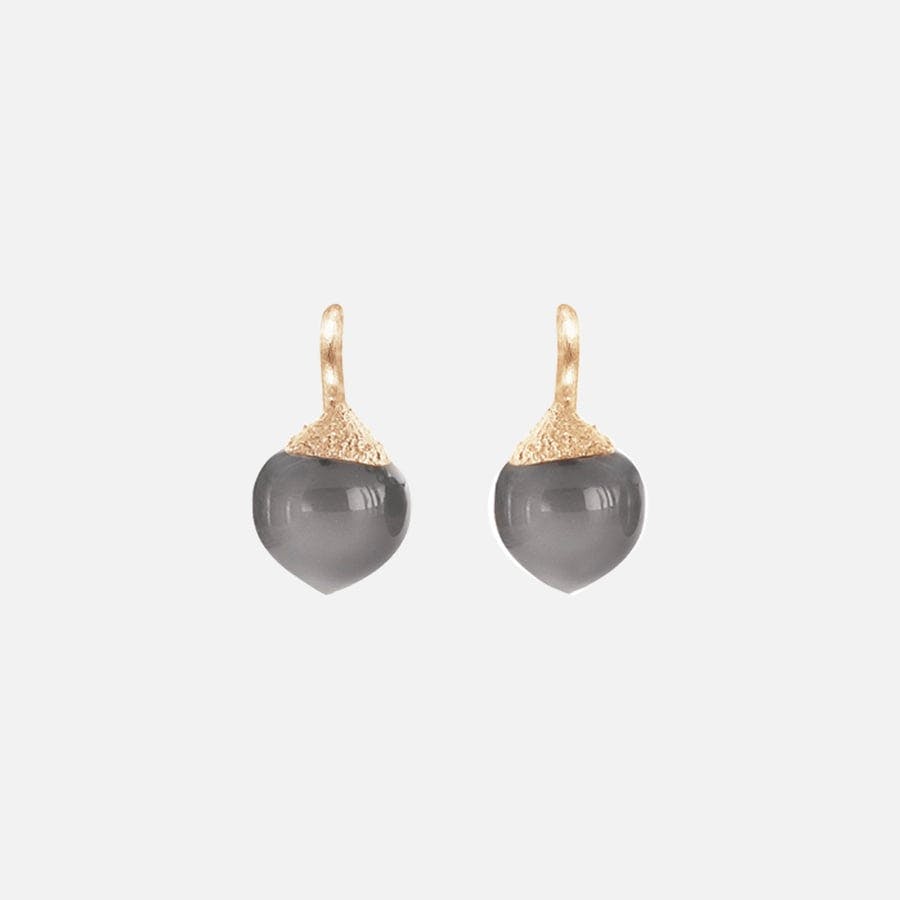 Dew drops earrings 18k gold with grey moonstone