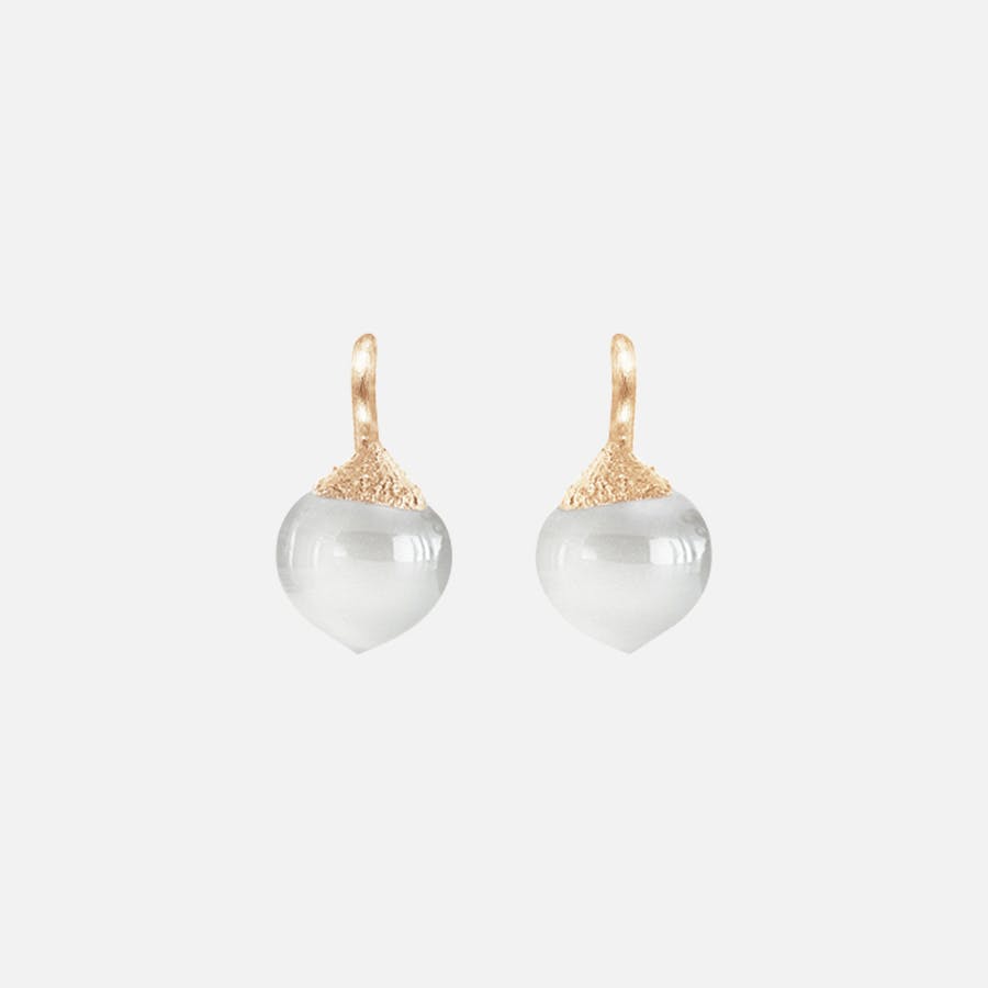 Dew drops earrings 18k gold with white moonstone