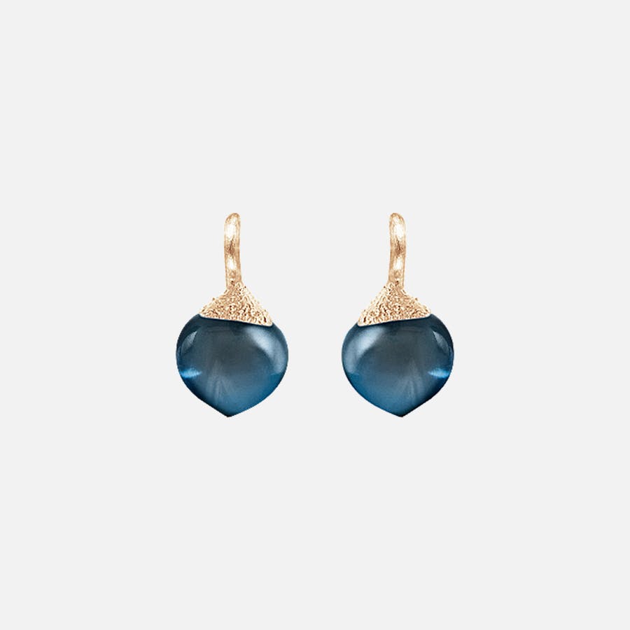 Dew drops earrings 18k gold with London blue topaz