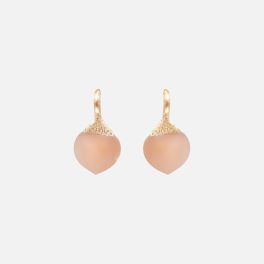 Dew drops earrings 18k gold with blush moonstone