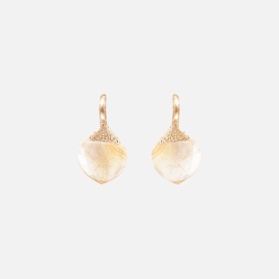 Dew drops earrings 18k gold with rutile quartz