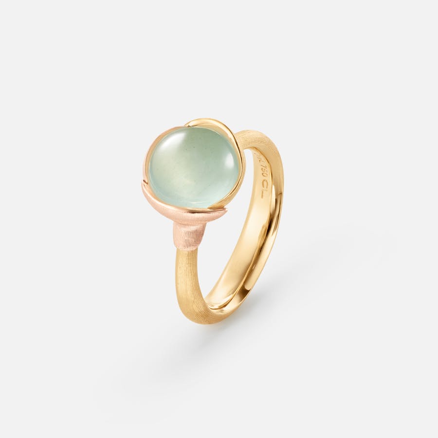 Lotus Ring size 1 in Yellow and Rose Gold  with Aquamarine  |  Ole Lynggaard Copenhagen