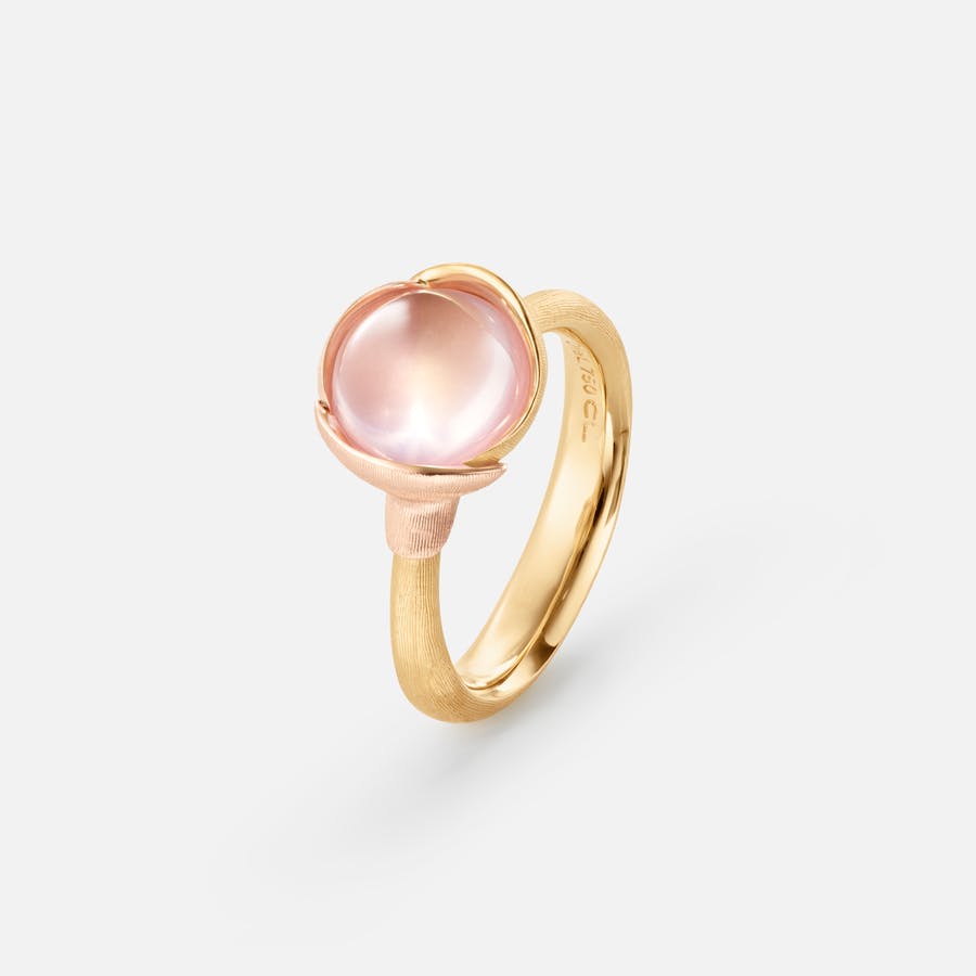 Lotus Ring size 1 in Yellow and Rose Gold  with Rose Quartz  |  Ole Lynggaard Copenhagen