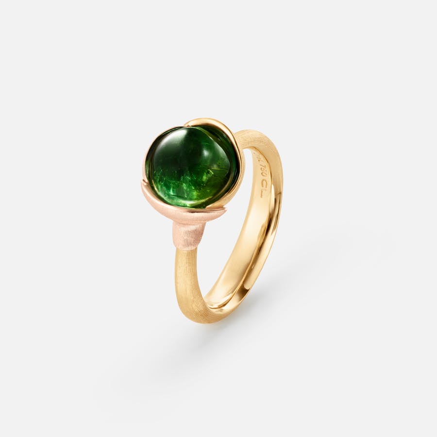 Lotus Ring size 1 in Yellow and Rose Gold  with Green Tourmaline  |  Ole Lynggaard Copenhagen