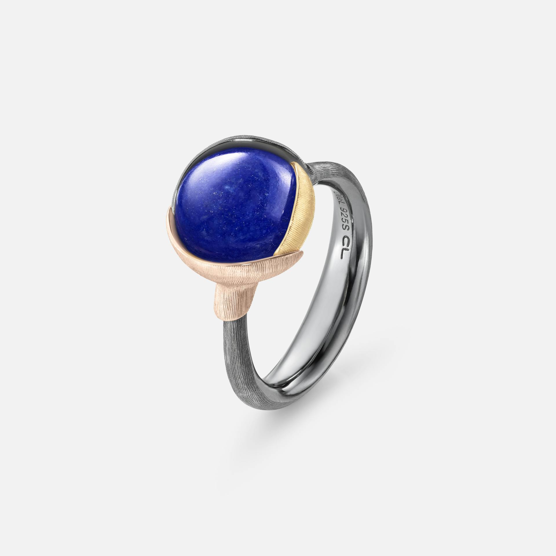 Lotus Ring size 2 in Gold & Oxidized Sterling Silver with Lapis Lazuli  |  Ole Lynggaard Copenhagen