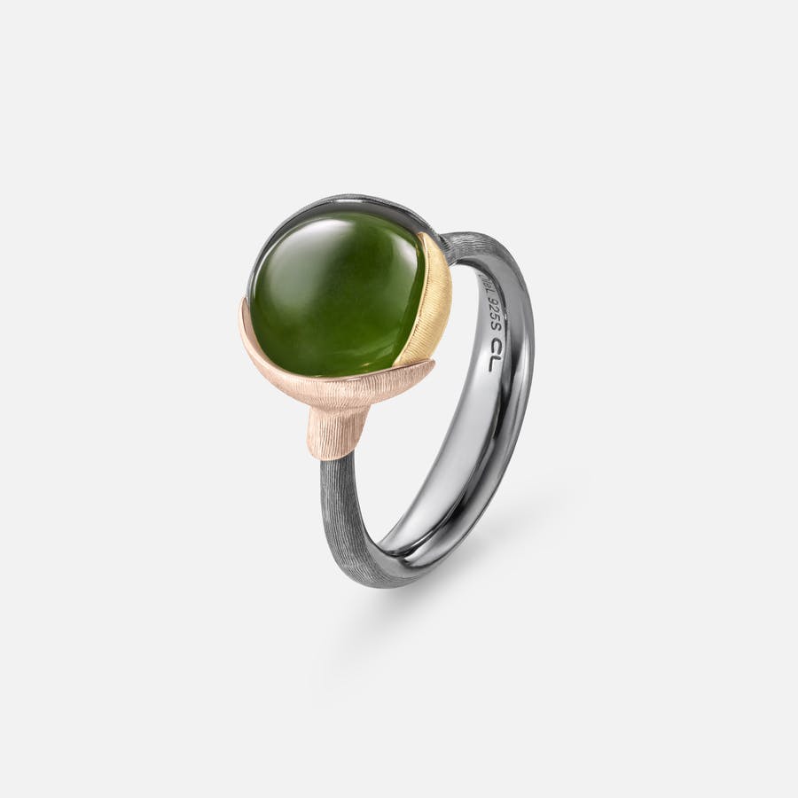 Lotus Ring size 2 in Gold & Oxidized Sterling Silver with Serpentine  |  Ole Lynggaard Copenhagen