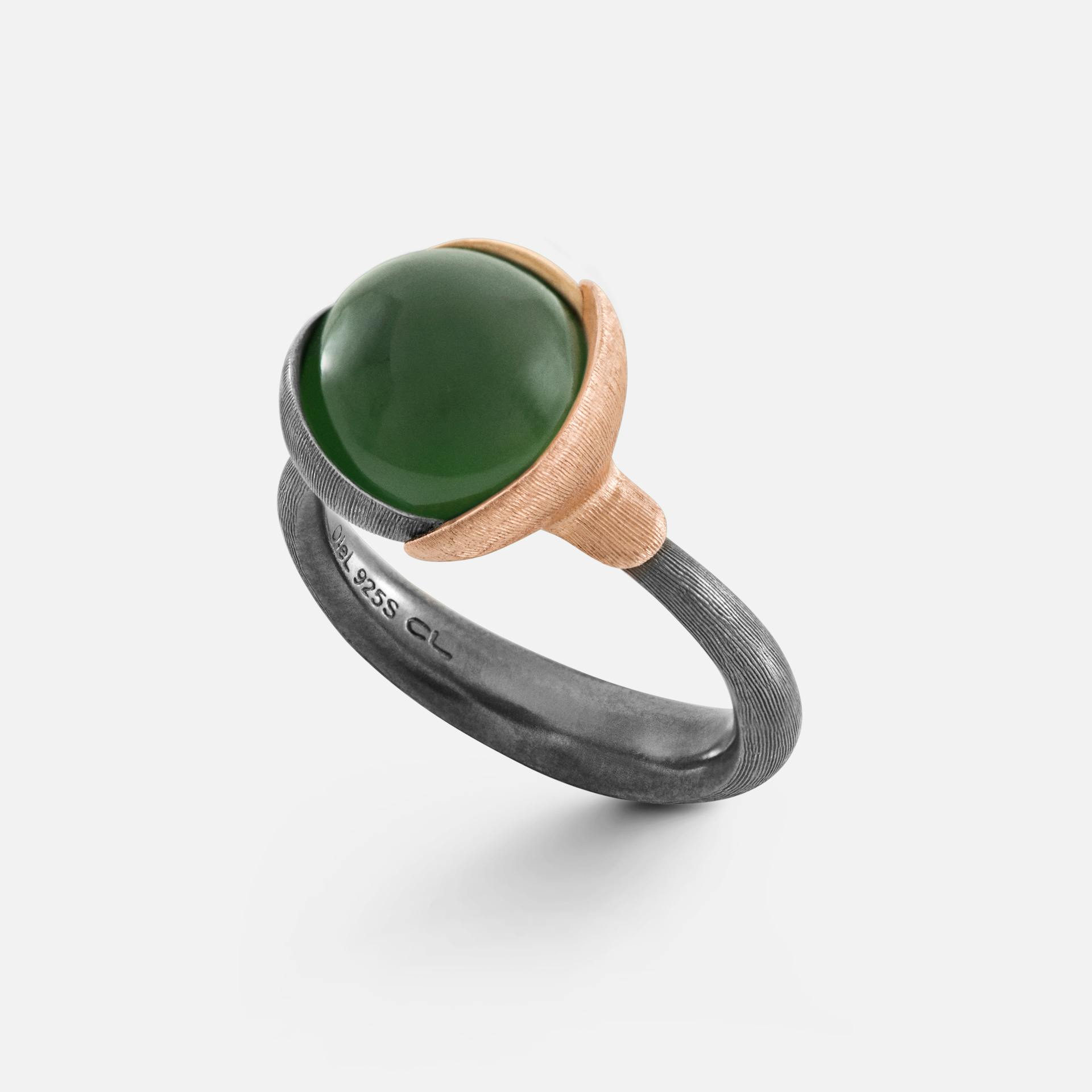 Lotus Ring size 2 in Gold & Oxidized Sterling Silver with Serpentine  |  Ole Lynggaard Copenhagen