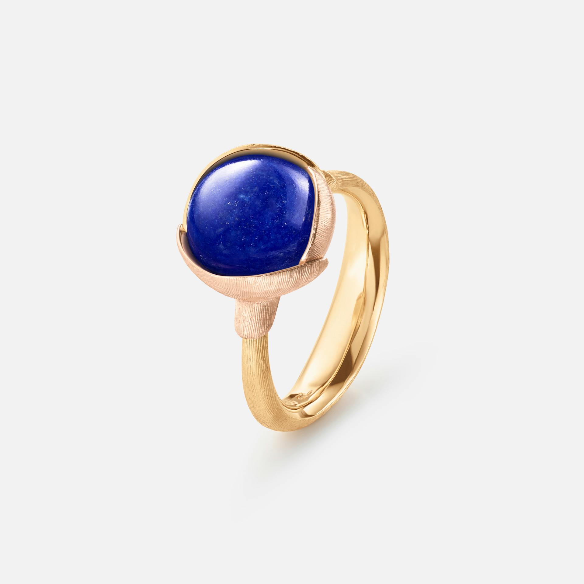 Lotus Ring size 2 in Yellow and Rose Gold  with Lapis Lazuli  |  Ole Lynggaard Copenhagen
