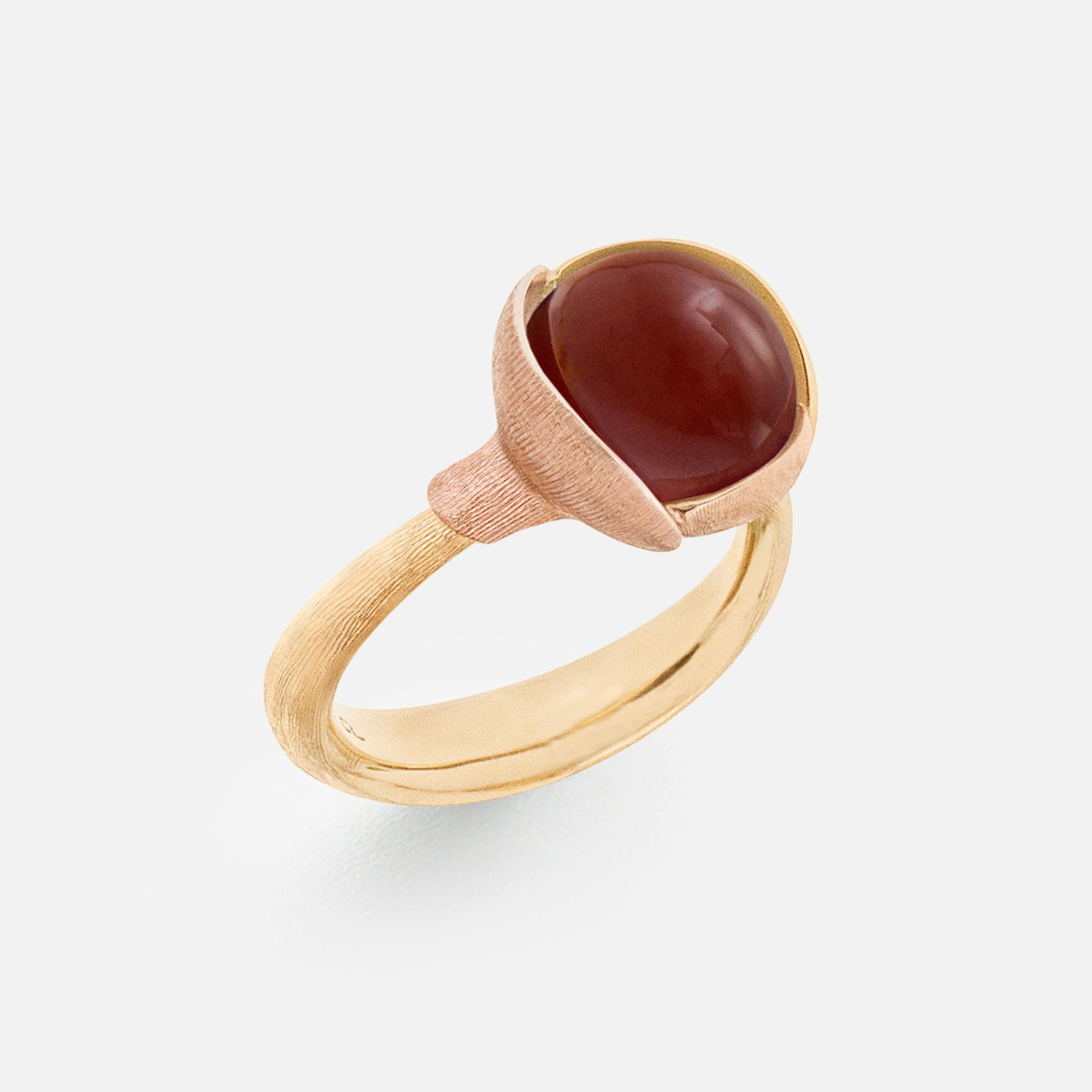 Lotus Ring size 2 in Yellow and Rose Gold  with Carnelian  |  Ole Lynggaard Copenhagen