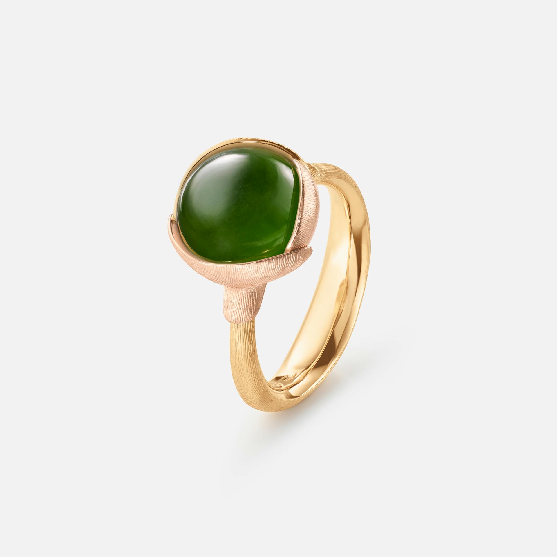 Lotus Ring size 2 in Yellow and Rose Gold  with Serpentine  |  Ole Lynggaard Copenhagen