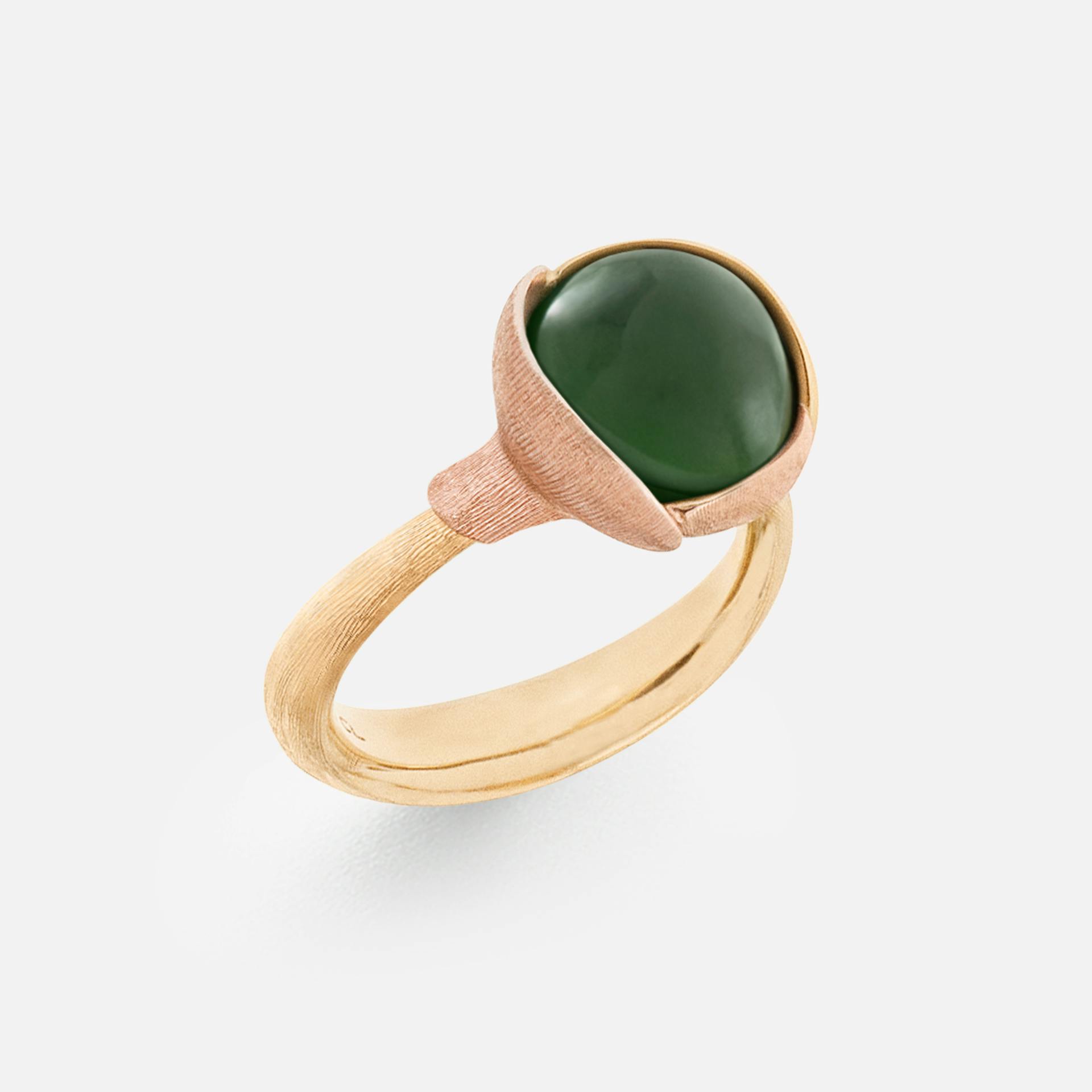 Lotus Ring size 2 in Yellow and Rose Gold  with Serpentine  |  Ole Lynggaard Copenhagen