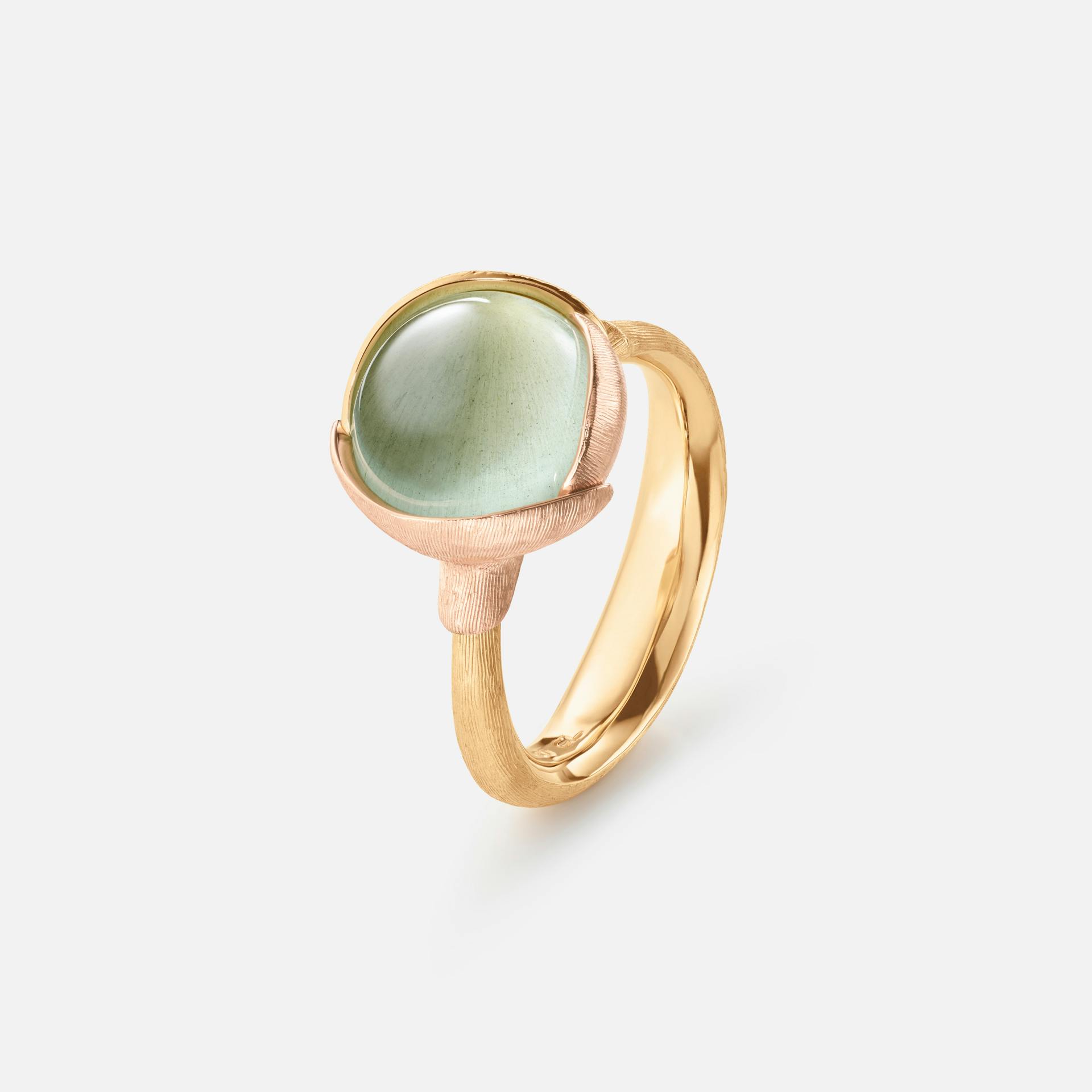 Lotus Ring size 2 in Yellow and Rose Gold  with Aquamarine  |  Ole Lynggaard Copenhagen