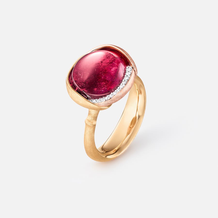 Lotus Ring 3 in 18k Gold and Rose Gold with Cerise Tourmaline and Diamonds | Ole Lynggaard Copenhagen	