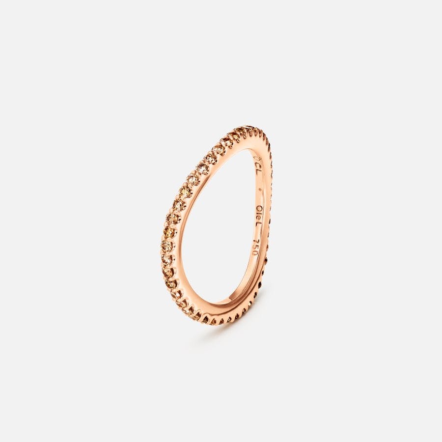 Love Bands Ring Curved in Rose Gold with Brown Diamonds  |  Ole Lynggaard Copenhagen 