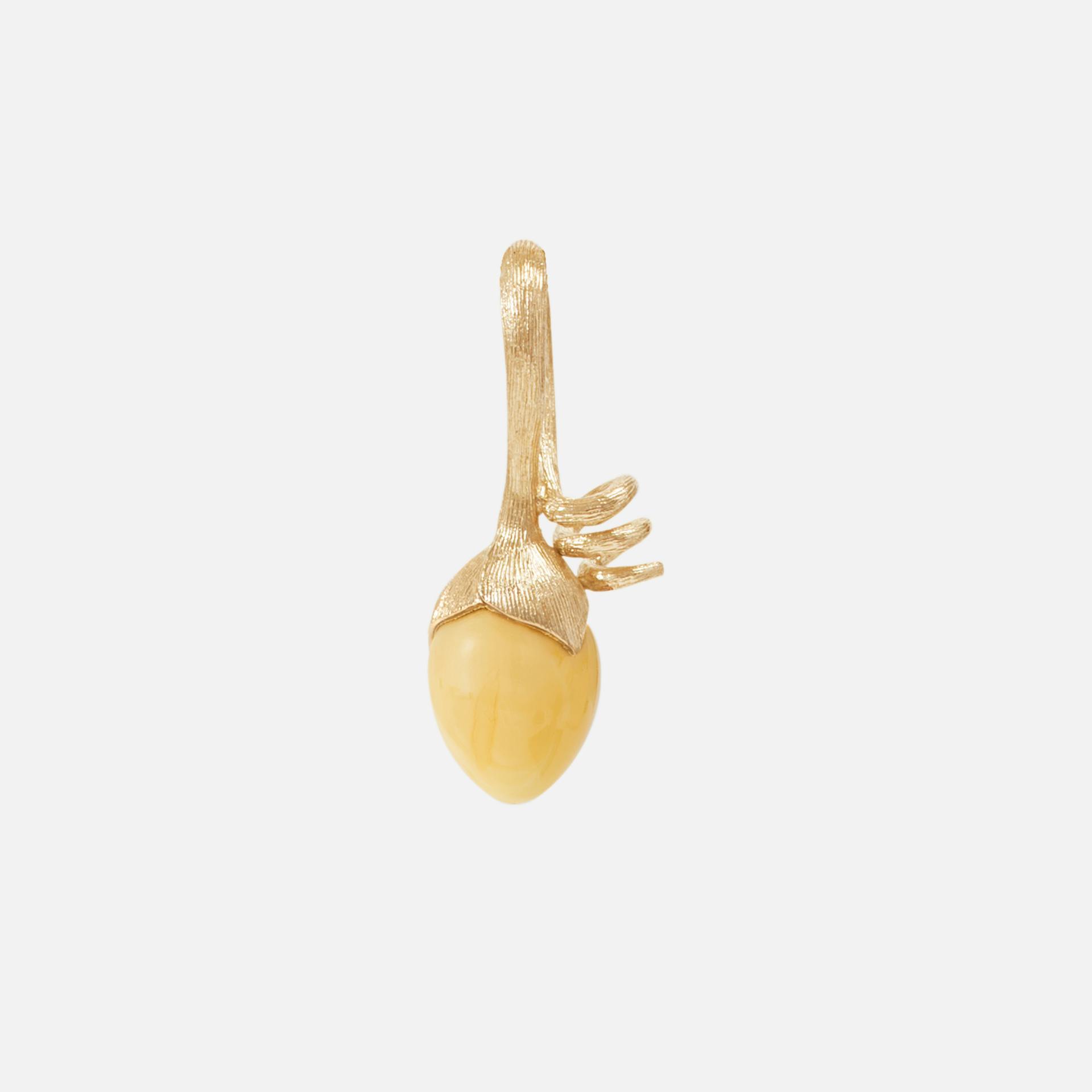 Lotus Sprout Pendant in 18 Karat Yellow Gold and Amber  |  Ole Lynggaard Copenhagen 