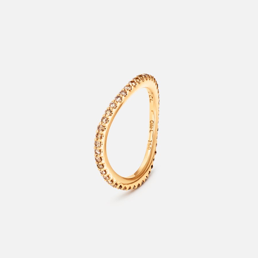 Love Bands Ring Curved in Yellow Gold with Brown Diamonds  |  Ole Lynggaard Copenhagen 