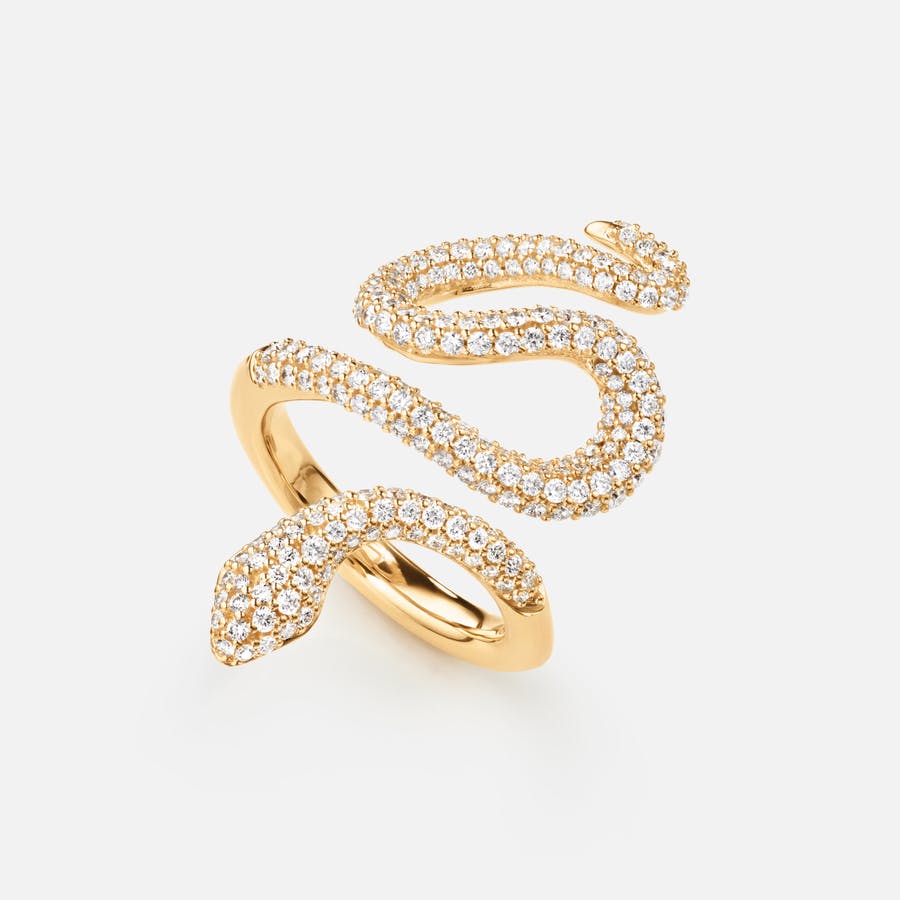 Snakes Ring mittel in Gold mit Diamant-Pavé-Besatz  |  Ole Lynggaard Copenhagen 