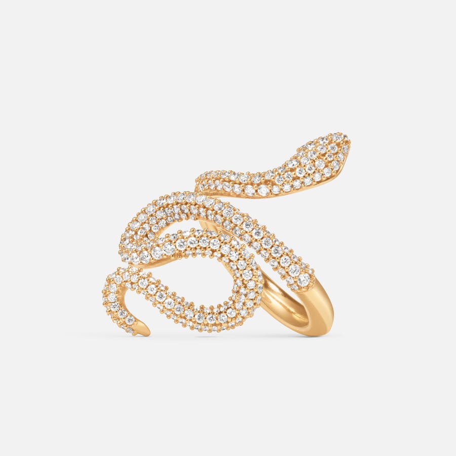 Snakes Ring mittel in Gold mit Diamant-Pavé-Besatz  |  Ole Lynggaard Copenhagen 