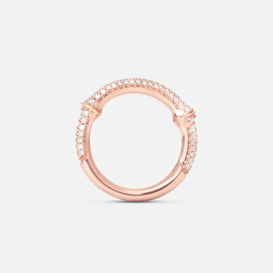 Nature Ring IV in 18 Karat Polished Rose Gold with Pavé-set Diamonds | Ole Lynggaard Copenhagen
