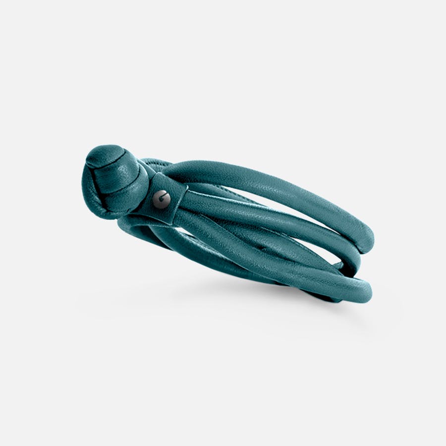 Design armbånd Petroleumsfarvet læder