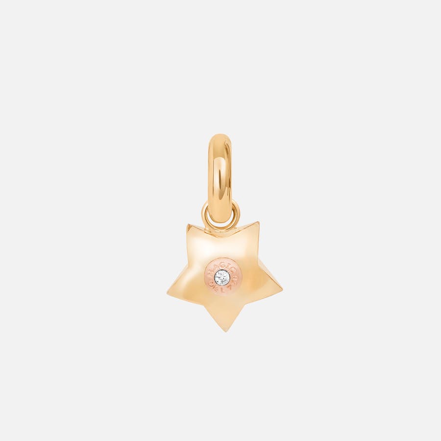 Sweet drops charm 18k gold and rose gold with diamonds 0.01 ct. TW. VS.