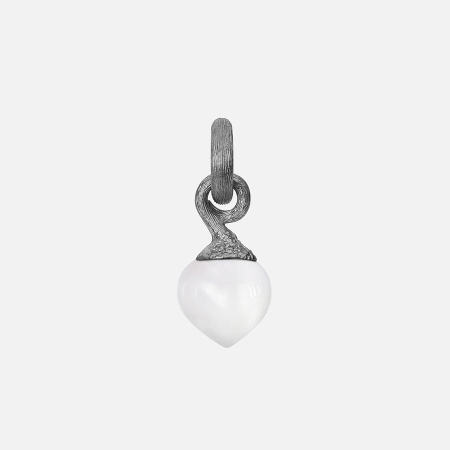 Sweet drops charm Oxidized Sterling silver with white moonstone