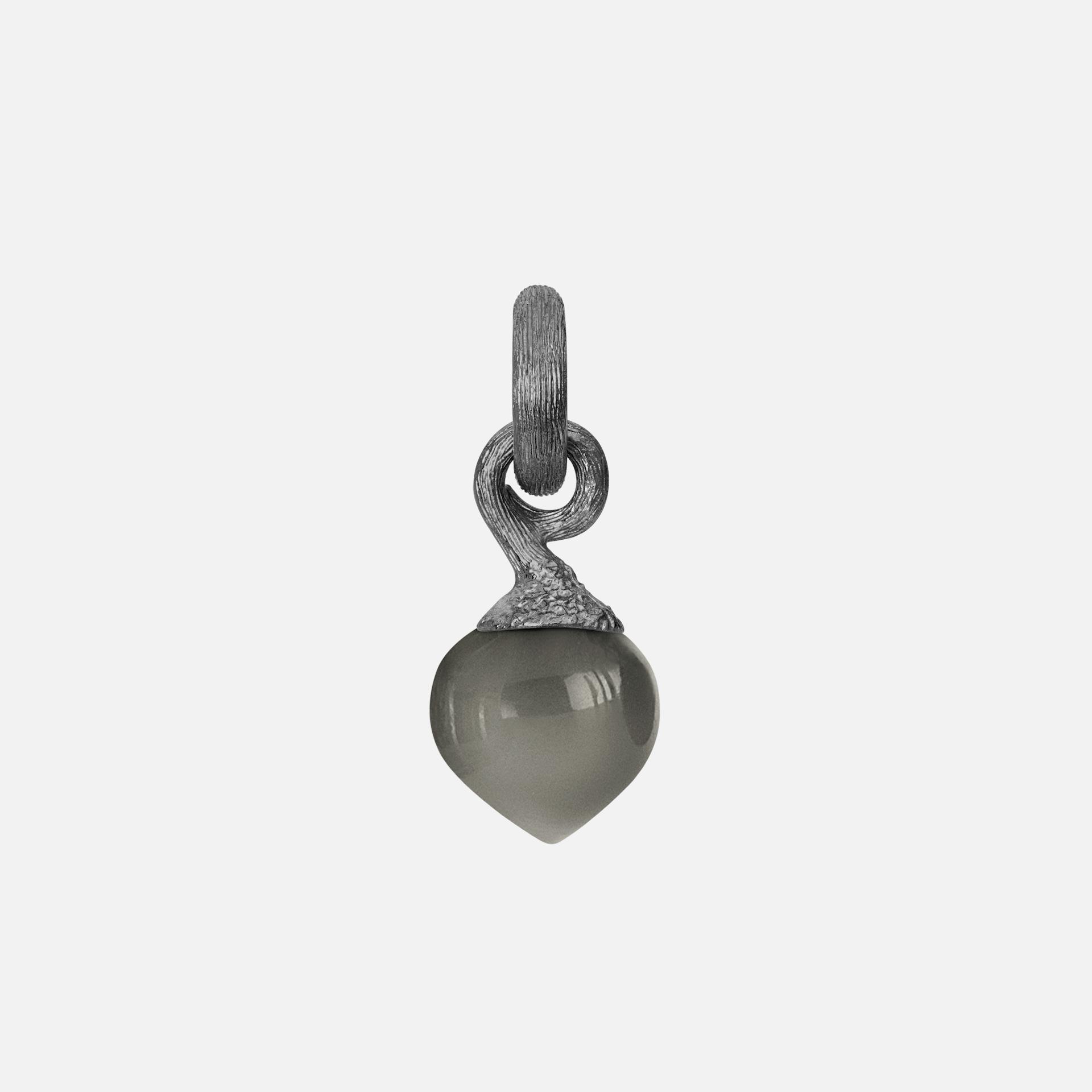 Sweet drops charm Oxidized Sterling silver with grey moonstone