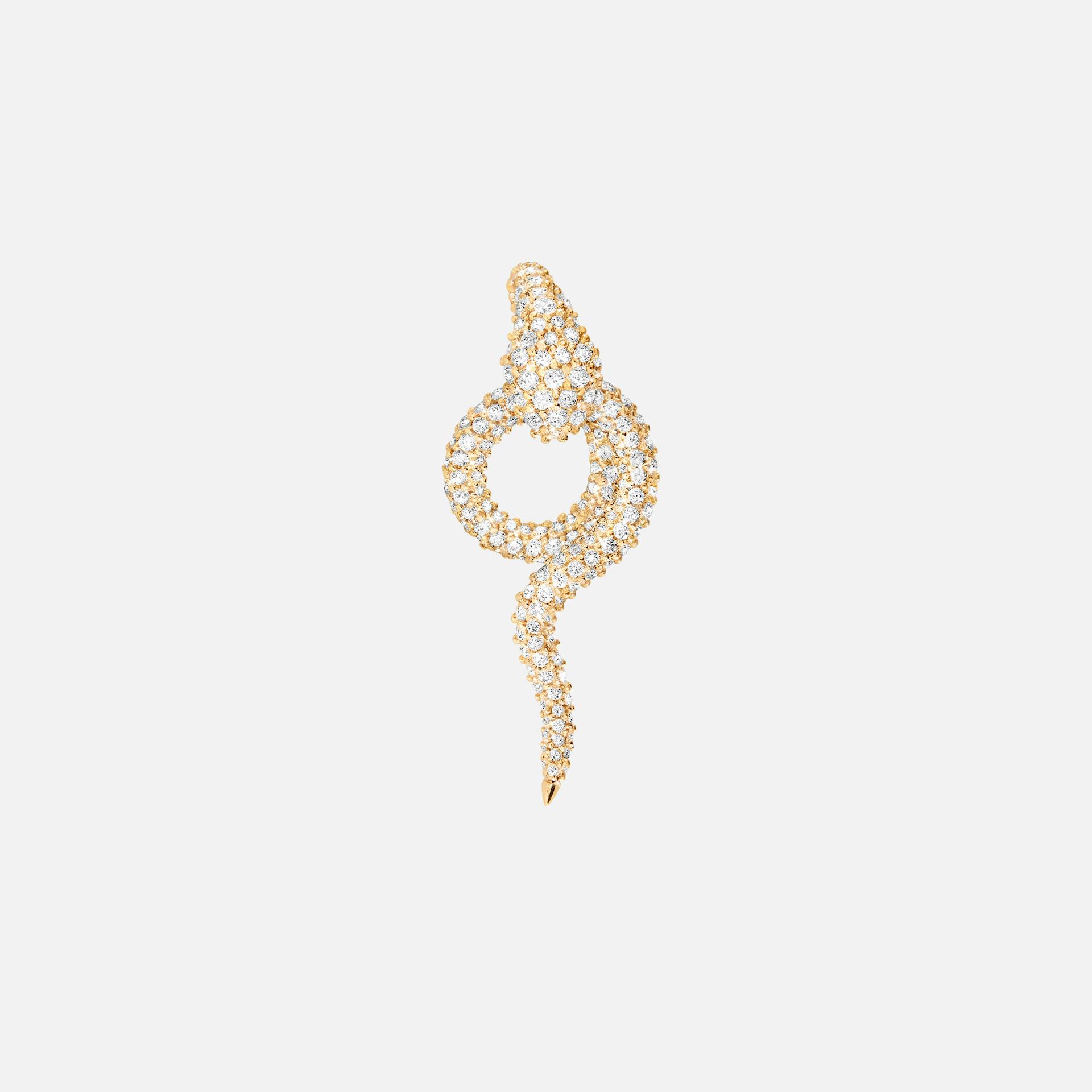 Snakes Pendant in Yellow Gold with Pavé-set Diamonds on Green Cord  |  Ole Lynggaard Copenhagen 