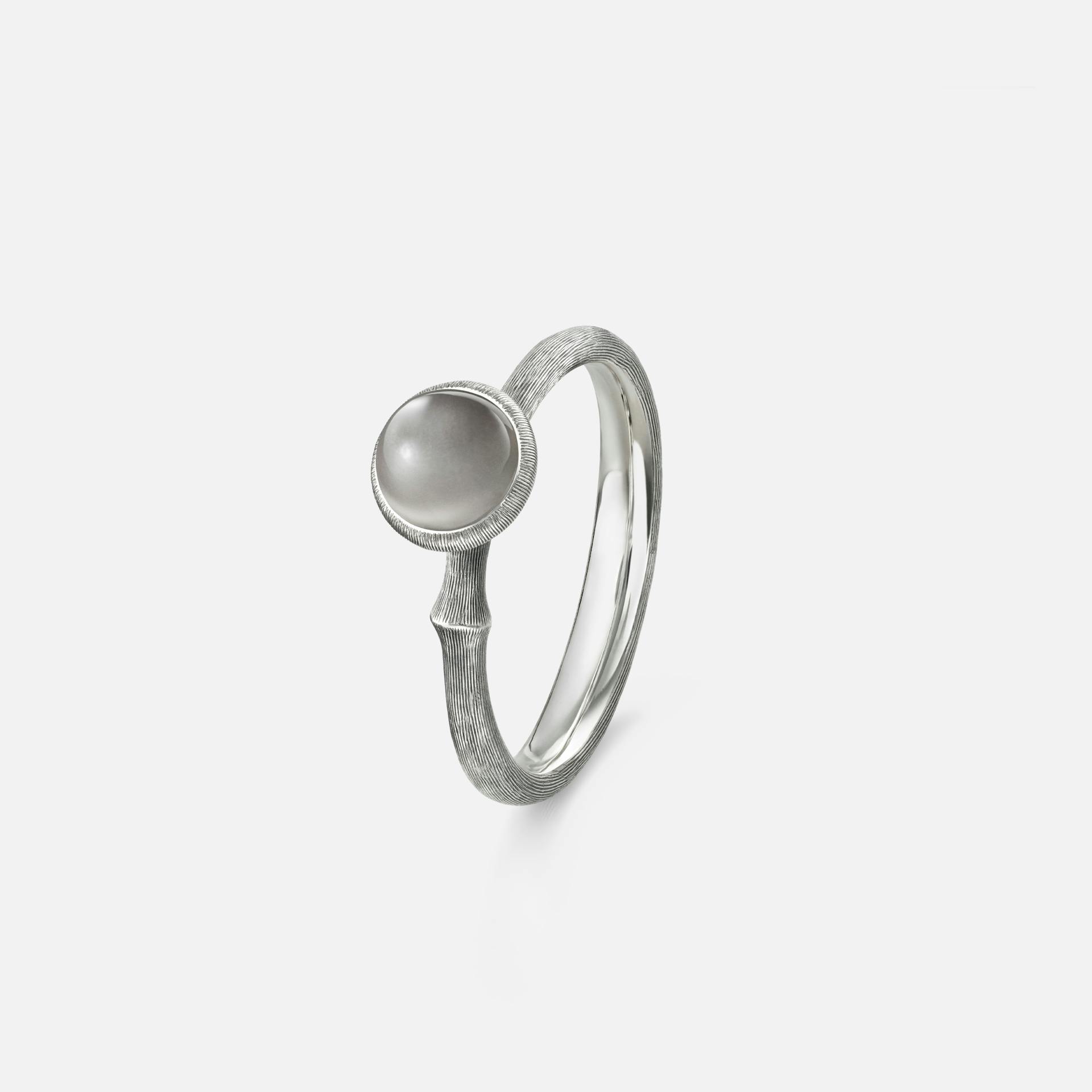 Lotus Ring size 0 in Oxidized Sterling Silver with Grey Moonstone  |  Ole Lynggaard Copenhagen