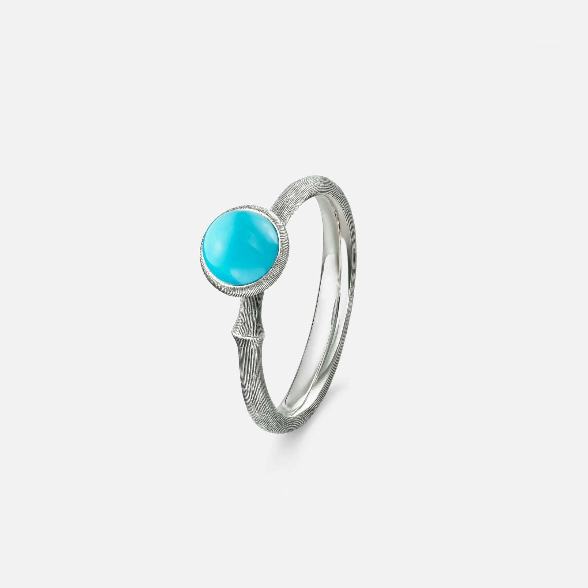 Lotus Ring size 0 in Oxidized Sterling Silver with Turquoise  |  Ole Lynggaard Copenhagen