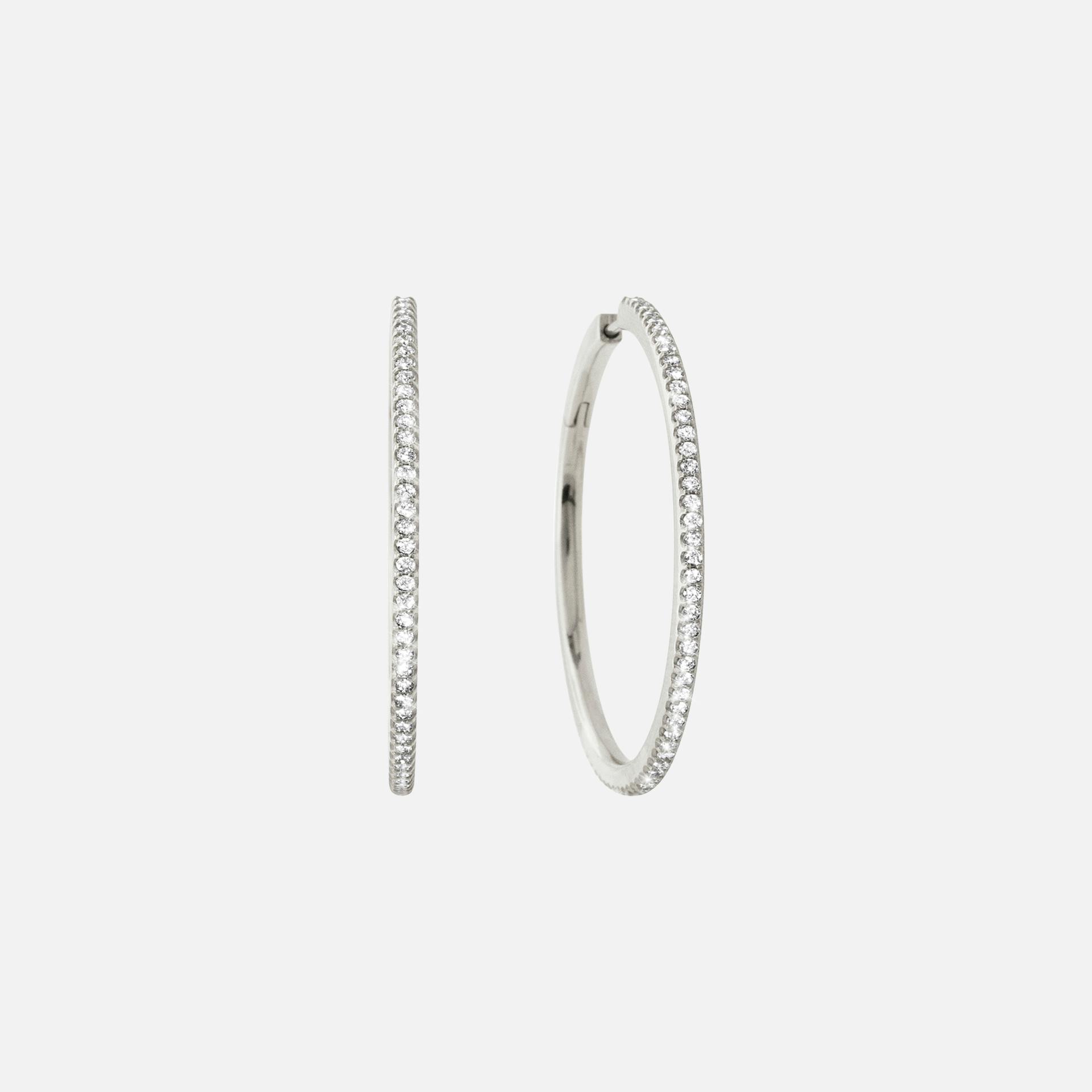 Love Bands Creol Earrings Large in White Gold with Diamonds  |  Ole Lynggaard Copenhagen