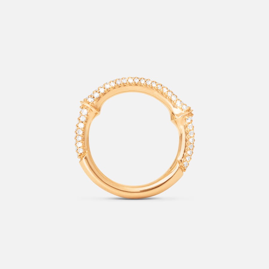 Nature Ring IV in 18 Karat Polished Yellow Gold with Pavé-set Diamonds | Ole Lynggaard Copenhagen