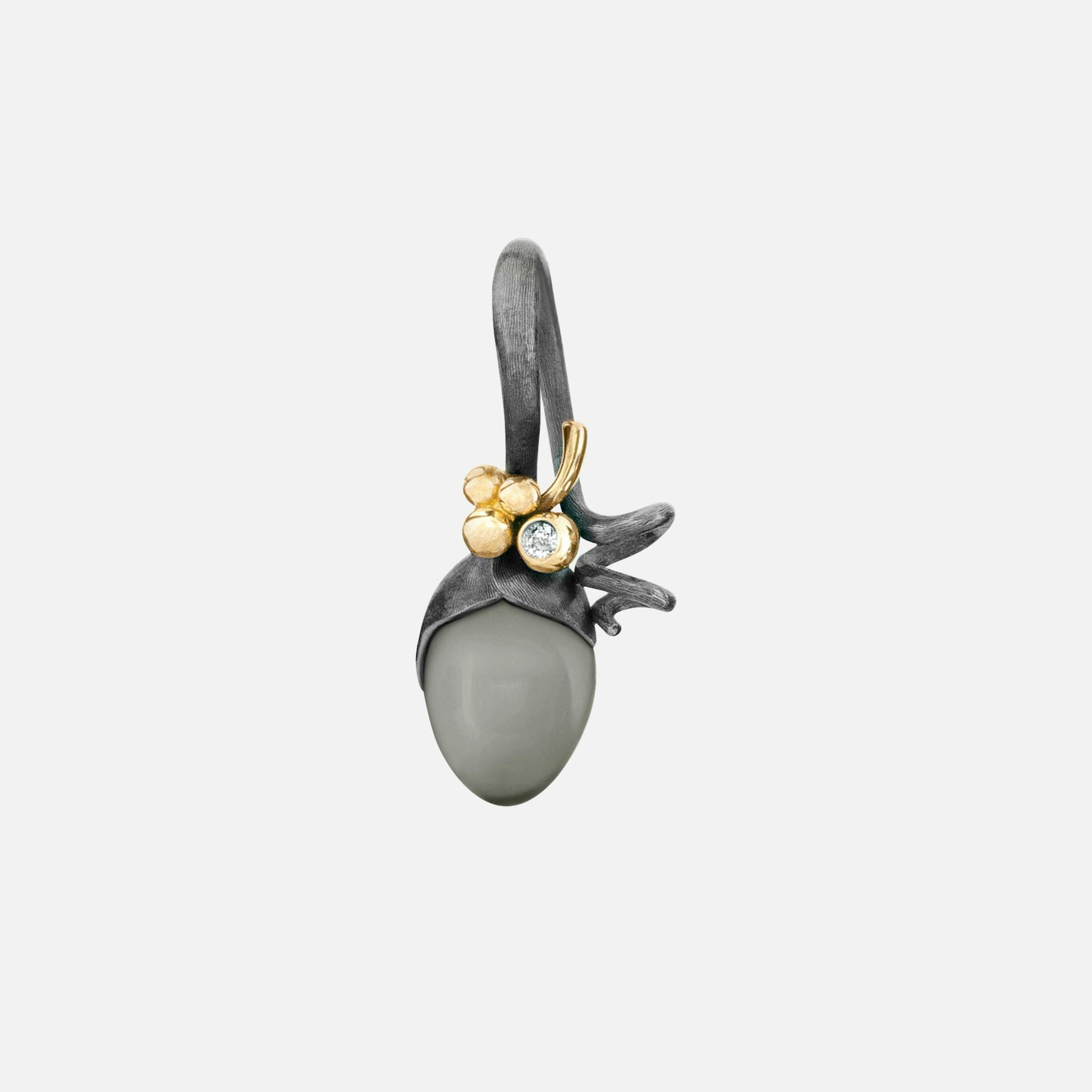 Lotus Sprout Pendant in Silver & Gold with Diamond & Grey Moonstone  |  Ole Lynggaard Copenhagen 