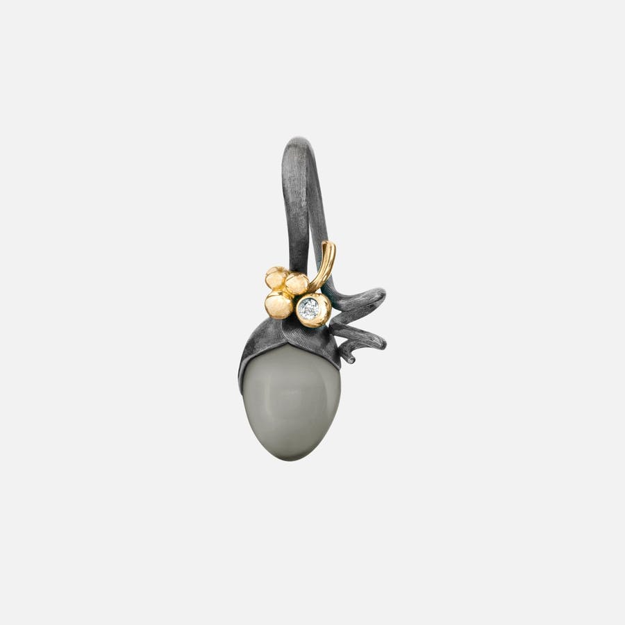 Lotus Sprout Anhänger in Silber & Gold mit grauem Mondstein und Diamanten | Ole Lynggaard Copenhagen