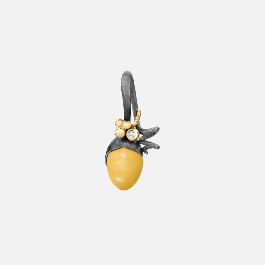Lotus Sprout Pendant in Silver & Gold with Diamond & Amber  |  Ole Lynggaard Copenhagen 