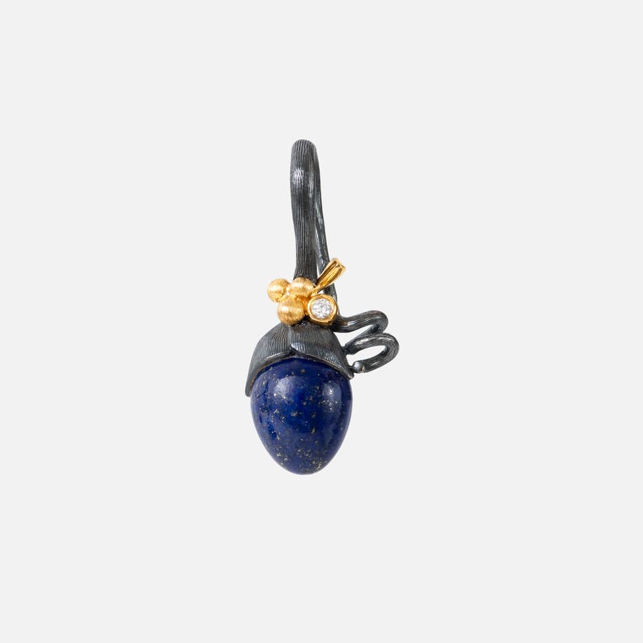 Lotus Sprout Pendant in Silver & Gold with Diamond & Lapis Lazuli  |  Ole Lynggaard Copenhagen 
