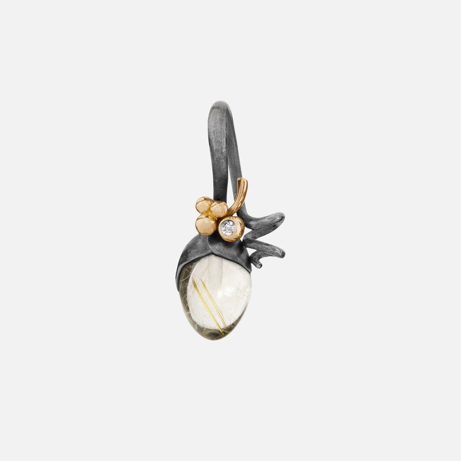Lotus Sprout Pendant in Silver & Gold with Diamond & Rutile Quartz  |  Ole Lynggaard Copenhagen 