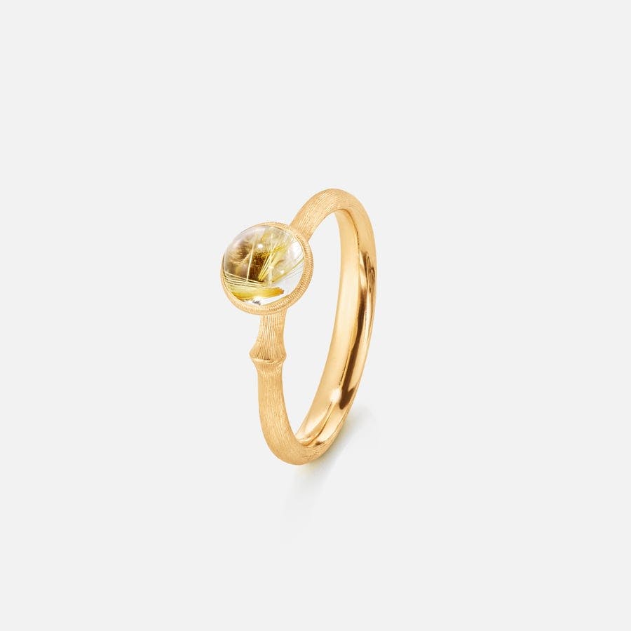 Lotus-ring størrelse 0 i 18 karat gult guld med rutilkvarts | Ole Lynggaard Copenhagen