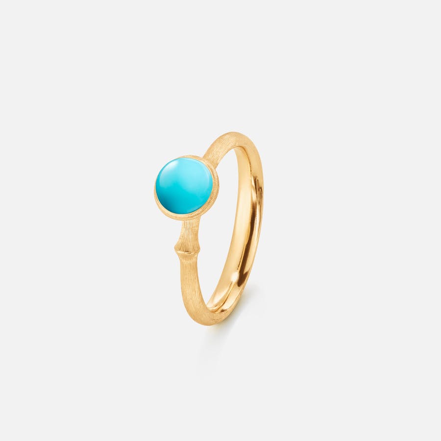 Lotus ring 0 18k gold and turquoise