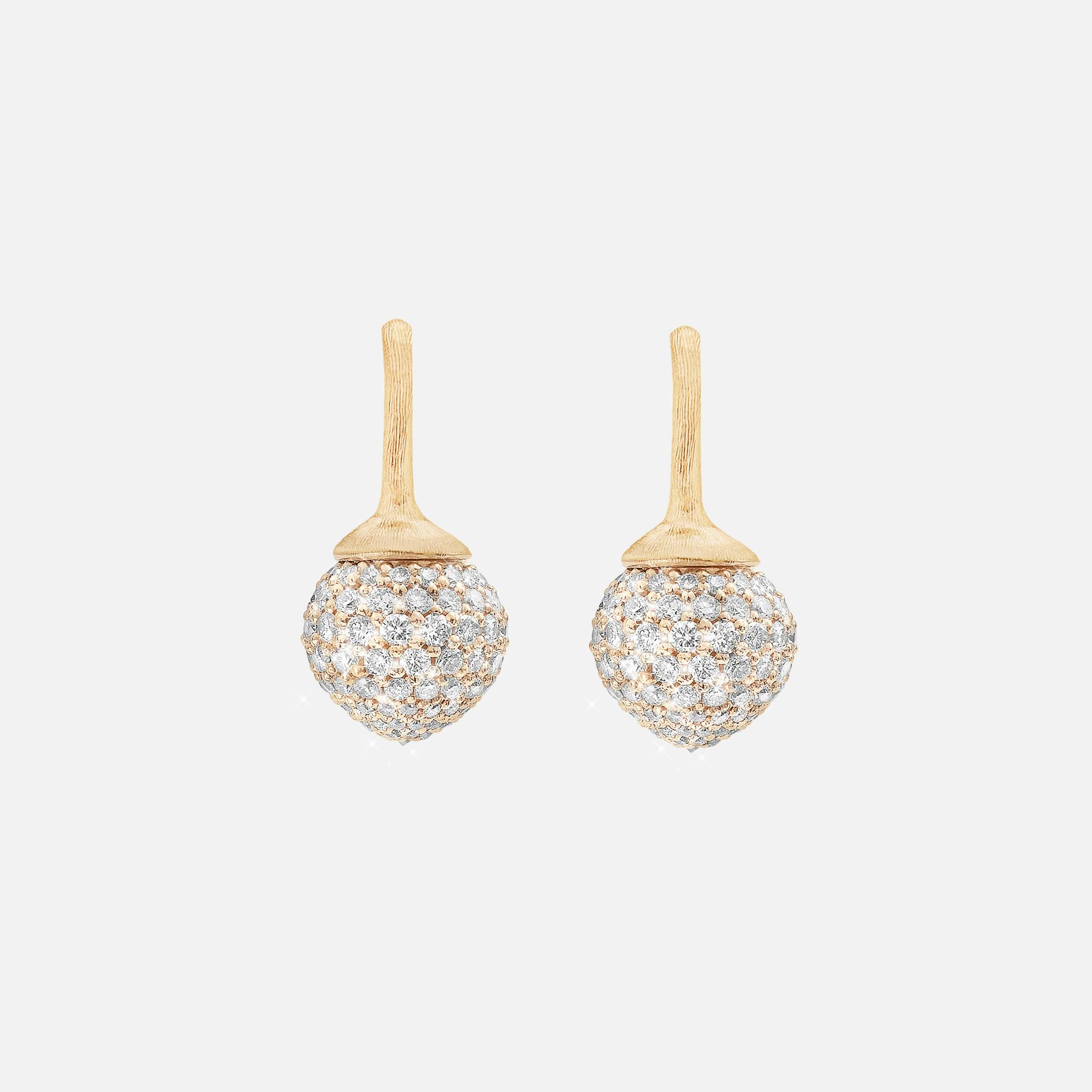 Dew drops earrings 18k gold with diamonds pavé 1.42 ct. TW. VS.