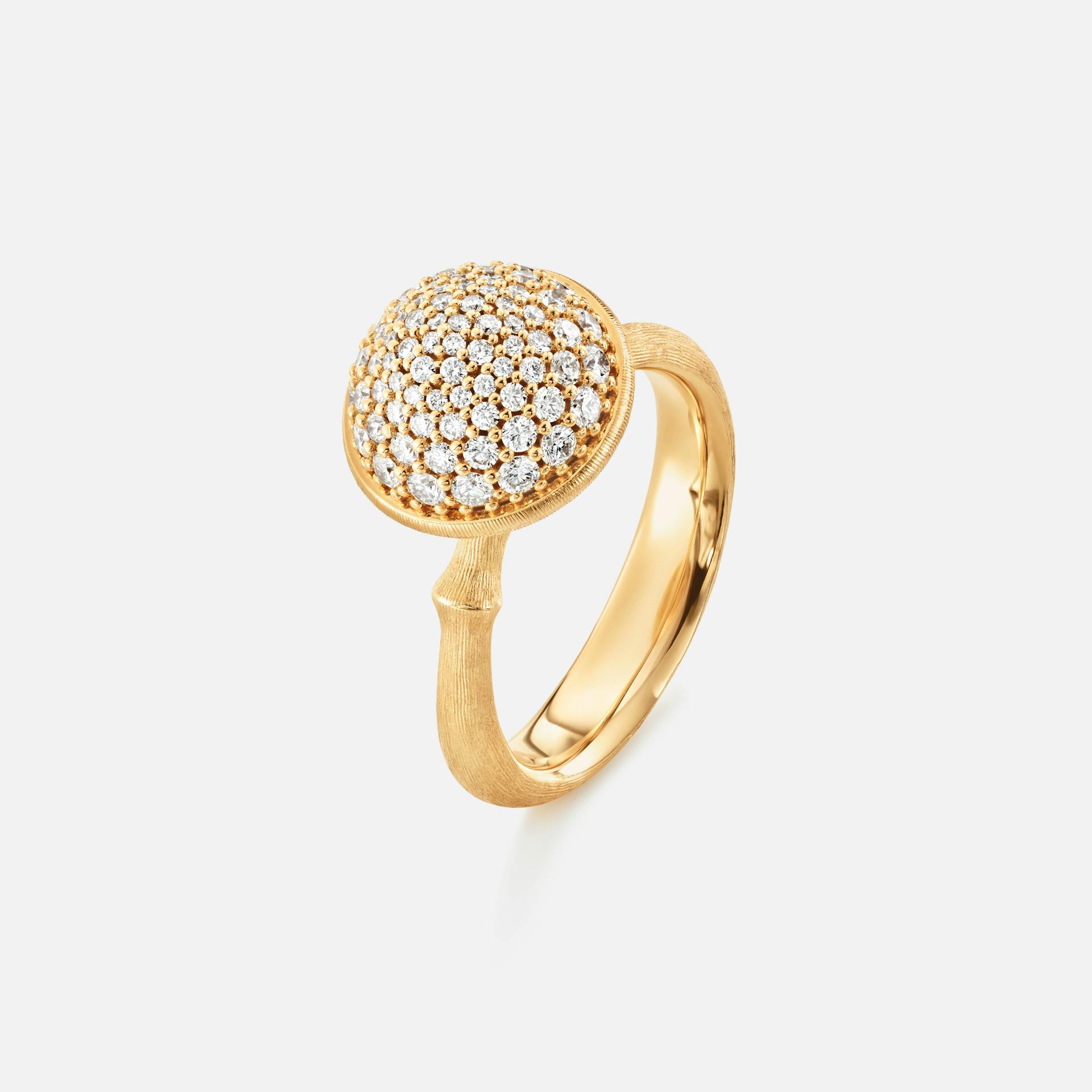 Lotus Ring Large in 18 Karat Yellow Gold with Diamonds  |  Ole Lynggaard Copenhagen